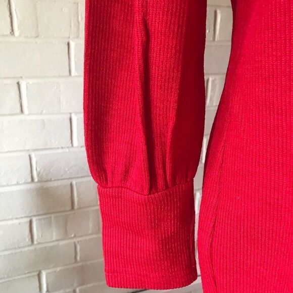 Walter Baker knit dress balloon sleeves red in M gorpcore NWOT - Picture 6 of 8
